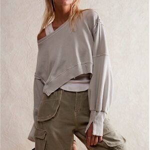 Free People Gray Off-Shoulder Sweater